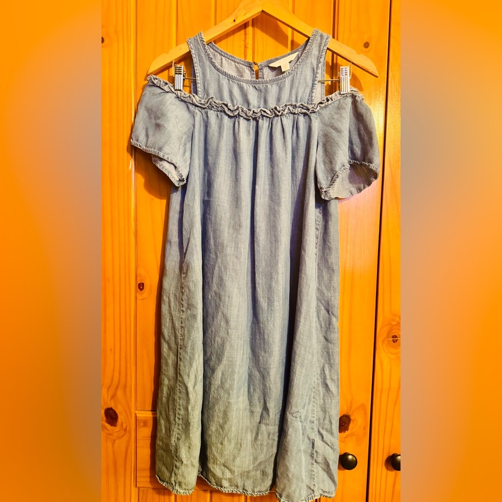 LC Lauren Conrad Light Blue Jean Off-Shoulder women’s Dress Sz X-SMALL